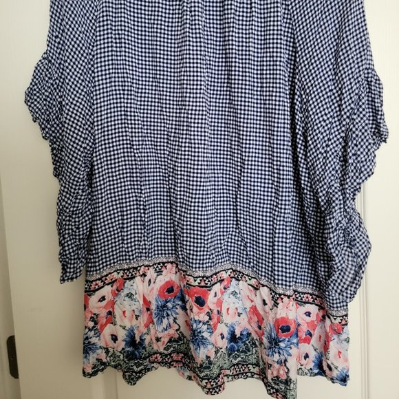 Terra and Sky Woman's Blue and White Size Blouse 2X - Picture 8 of 9